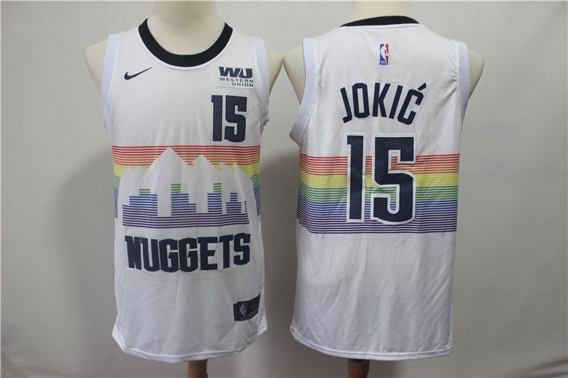 Men Denver Nuggets #15 Jokic White City Edition Game Nike NBA Jerseys->denver nuggets->NBA Jersey